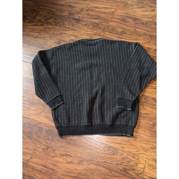Vintage Shenandoah Sweater Mens Black/Gray Patterned Cotton Knit Crewneck USA XL - Picture 7 of 7